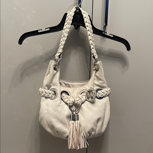 Michael Kors Cream Braided Handle Shoulder Bag